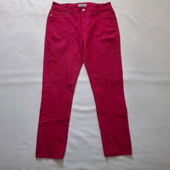 Nygard Midrise Slim Tapered Jean Sz 14 Bright Fuschia Pink Comfy Stretch Cotton - Picture 1 of 12